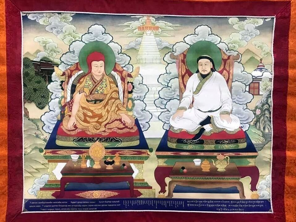 Пагба-лама и хан Хубилай, Император Китая. Фото с сайта www.gyalyongsachen.com