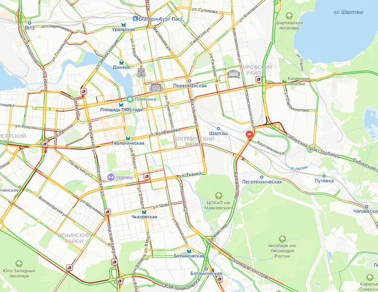    Судя по карте, в городе множество аварий