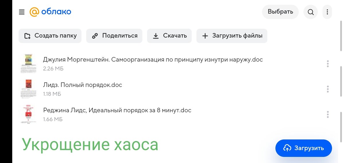 Одна из папок. Книги, посвященные наведению порядка