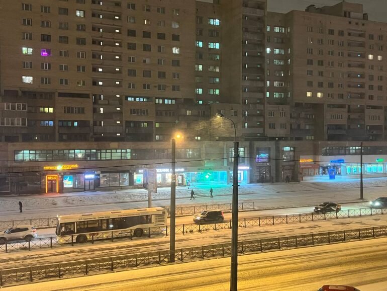    Снегопад около метро «Гражданский проспект». Фото: читательница Мойки78 Софья