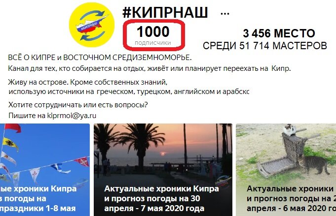 Май 2020 года. Первая тысяча подписчиков. Всё ещё впереди >>>