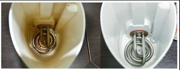 Чайник загрязненный и после очистки
