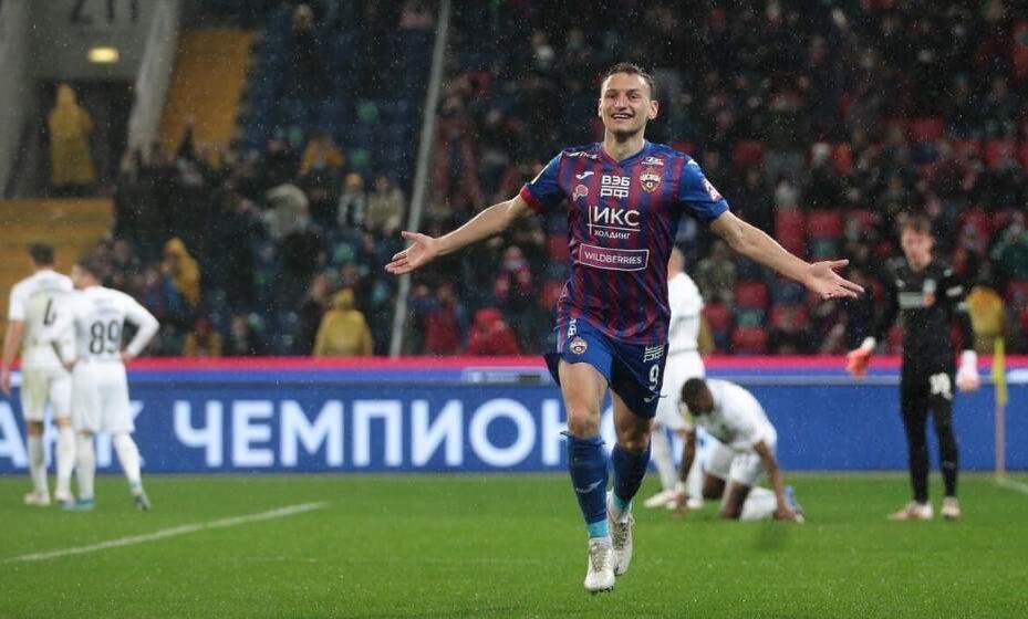    Форвард ЦСКА Федор Чалов празднует гол. Фото: Соцсети Федора Чалова