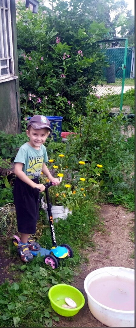 Внук у бабушки.