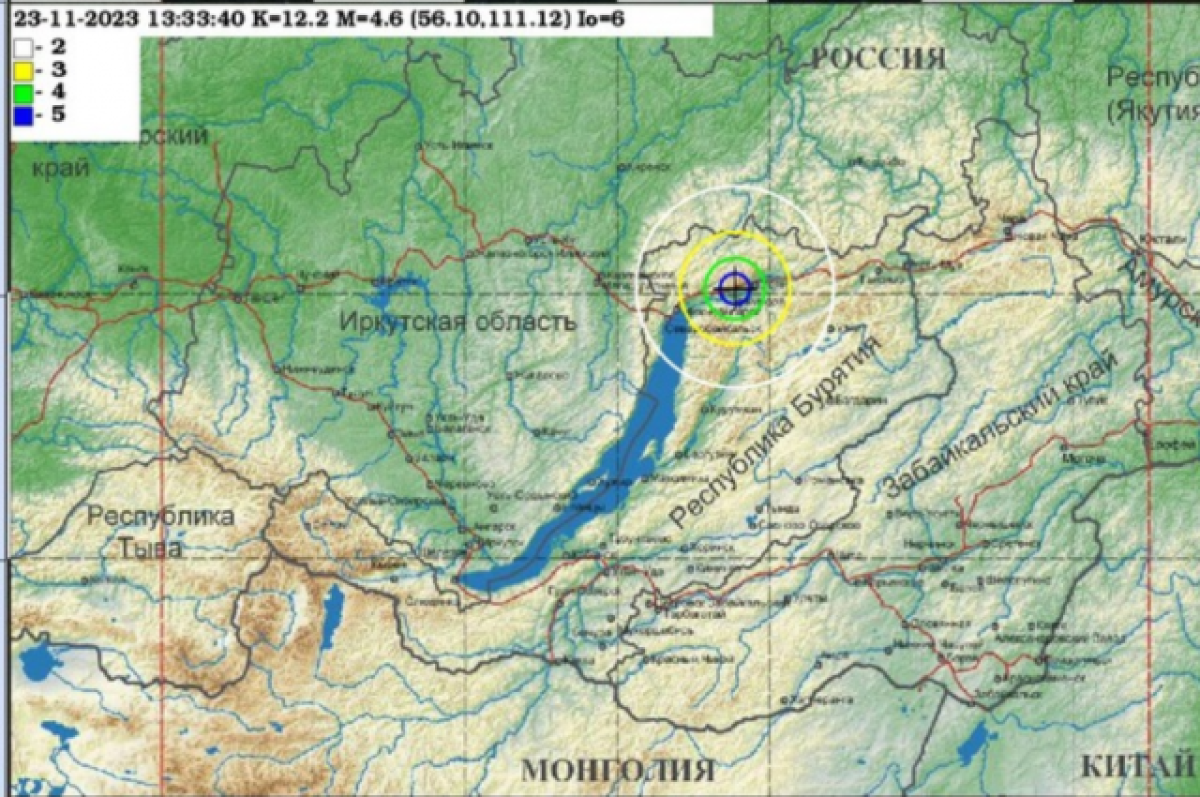    Землетрясение произошло на границе Иркутской области и Бурятии 23 ноября