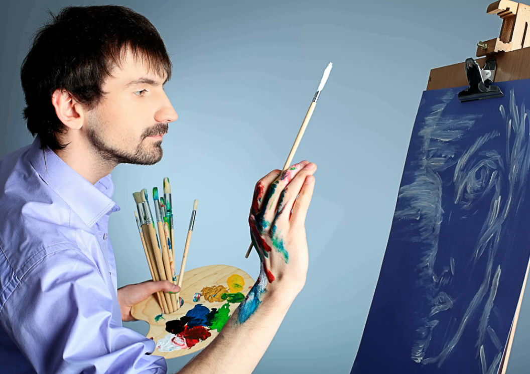 творец с палитрой 9. картины в комплиментарной палитре. творец с палитрой 9. палитра и кисти. творческое рисование.