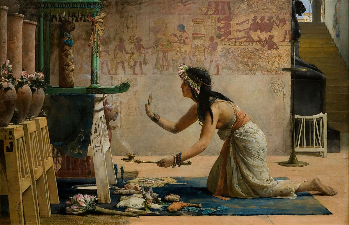 Дж. Р. Вегелин. Погребальный обряд над египетским котом (1886) / Auckland Art Gallery