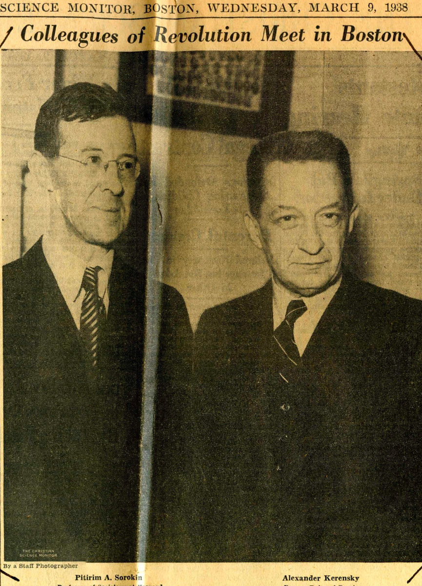 Питирим Сорокин со своим товарищем по партии и бывшим “начальником”, а также верховным правителем всея Руси в короткий февральский период 1917 года. Бостон, CША, 1938 год. 