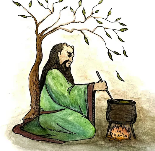 В мифах упоминается красная плетка Шэнь-нуна, которой он стегал растения и травы. Плеть меняла окраску, когда касалась ядовитых растений. Неядовитые травы Шэнь-нун пробовал сам, изучая их целебные свойства. Так появились первые лекарства.