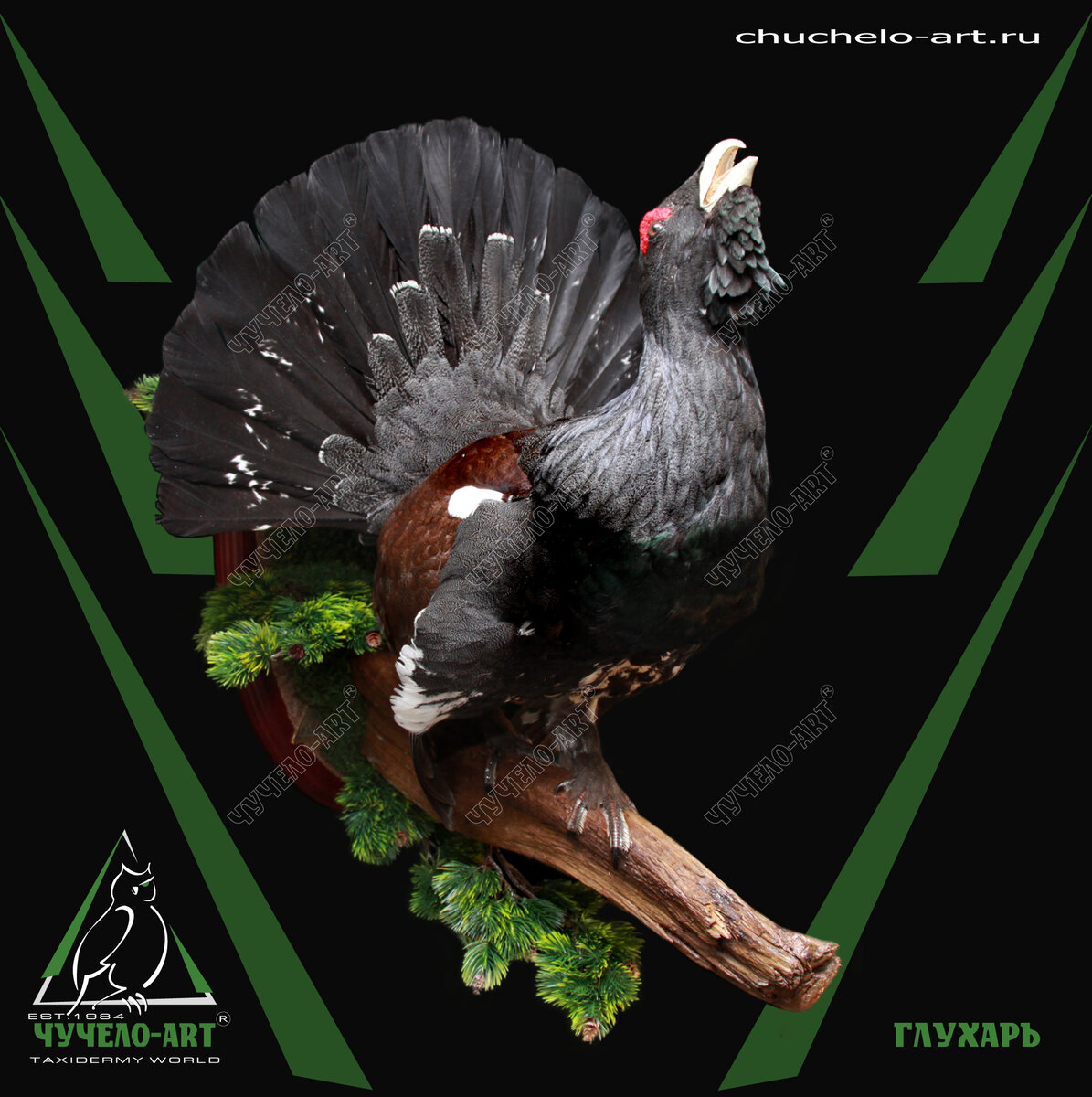 www.chuchelo-art.ru Москва +7 (926) 600-30-30
Петербург +7 (812) 900-30-30
Самара +7 (927) 900-30-30
ЧУЧЕЛО-АРТ, ЧУЧЕЛО-ART®
Любые чучела: звери, птицы, рыбы, др.
Трофейные головы, пьедесталы
Ковры из шкур, покрывала
Выделка шкур, обработка меха
Трофейные черепа, рога, клыки
Охотничьи, рыболовные сувениры
Работы с живописью, картины
Резьба по дереву и кости
Композиции, биогруппы, диорамы
Витрины, мебель, светильники
Шуточные композиции
Вымышленные животные
Изготовление из нашего сырья
Продажа готовых изделий
Ремонт и реставрация
Согласование и пересылка изделий
Доставка, монтаж в интерьере
Покупка и зачёт сырья
(зверей, рогов, птиц)
Приглашаем к сотрудничеству

