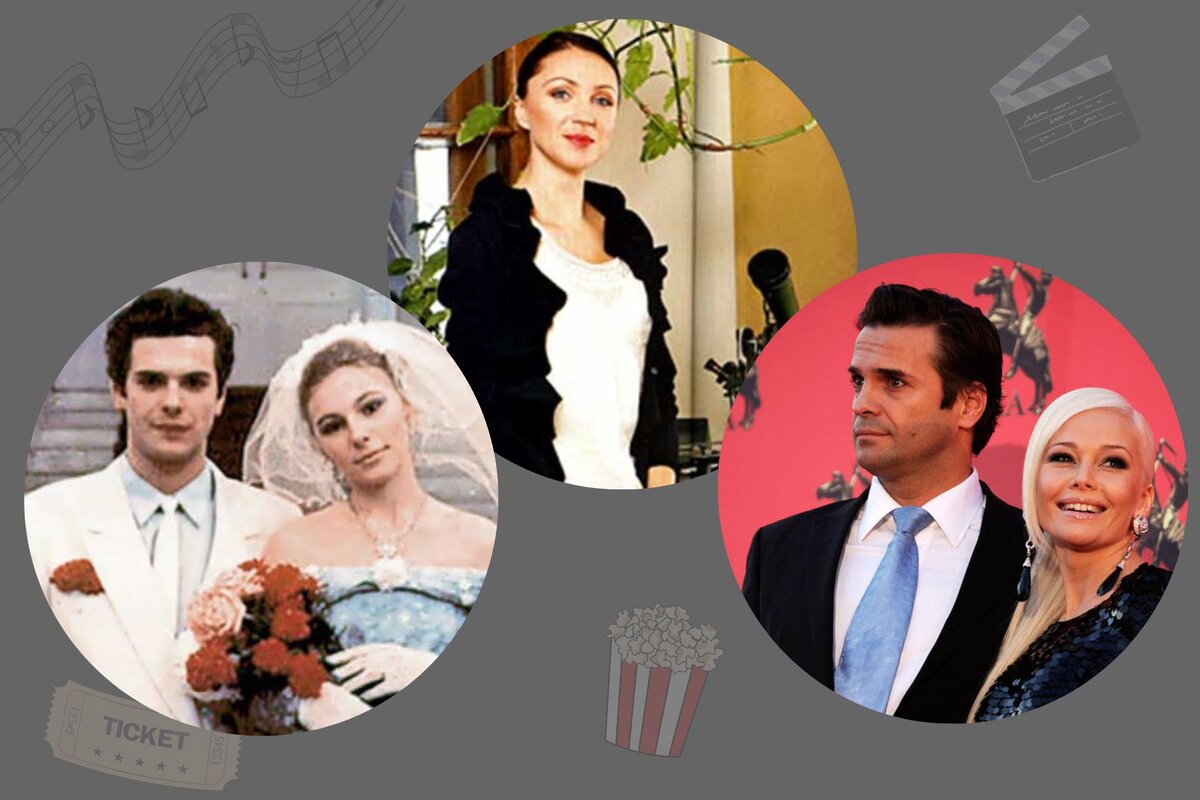 Свадьба Сергея Астахова с первой женой (слева), вторая жена актера (в центре), Сергей Астахов с Еленой Кориковой (справа)