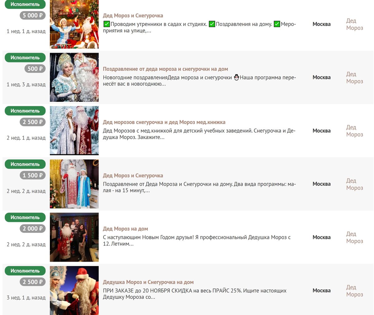 Дед мороз и снегурочка на дом