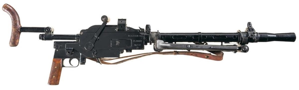 Ручной пулемет Мадсен с ленточным питанием. Вид справа.