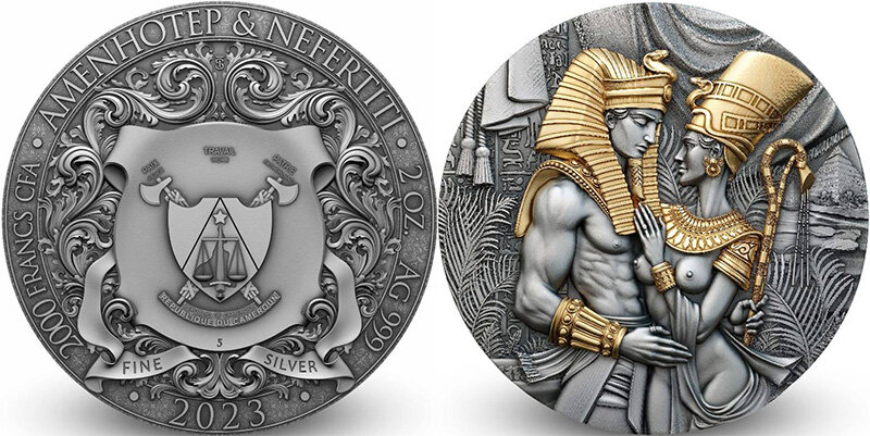 2000 франков Камеруна 2023 года Аменхотеп и Нефертити