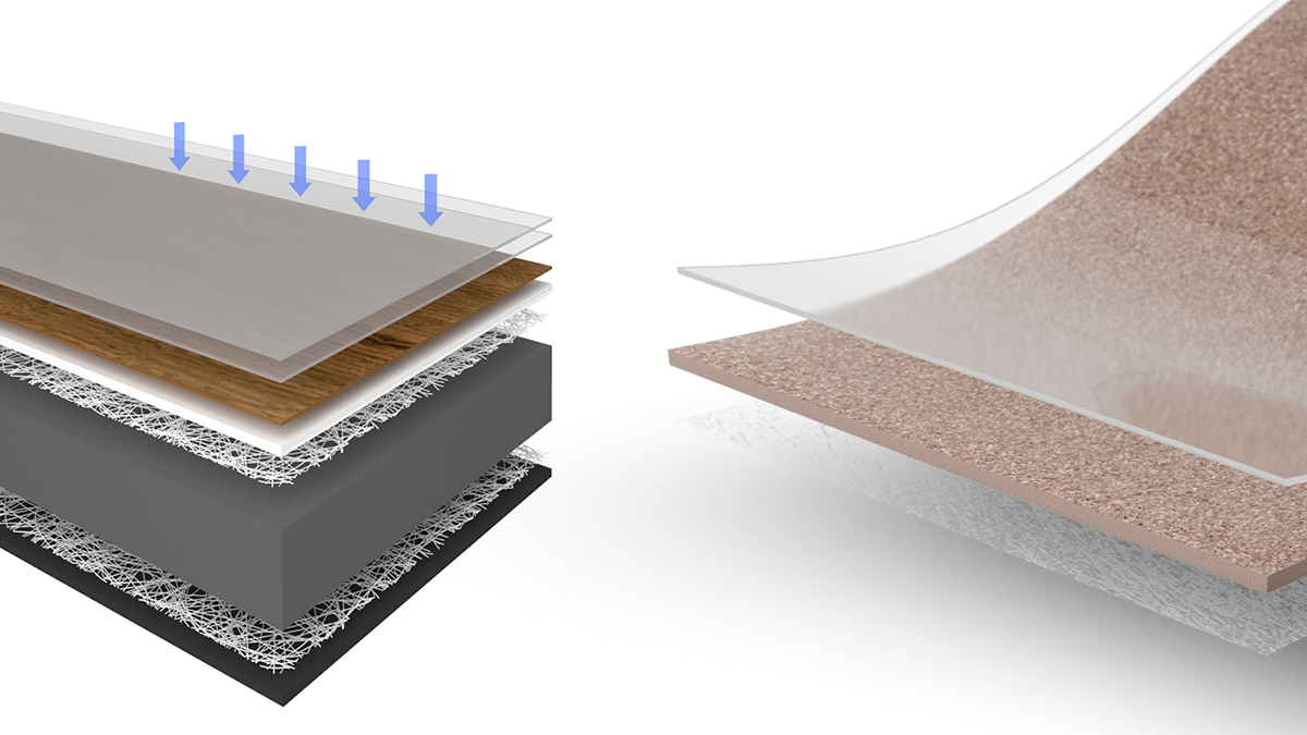 Большее количество слоев делает кварц-винил более прочным без потери эластичности