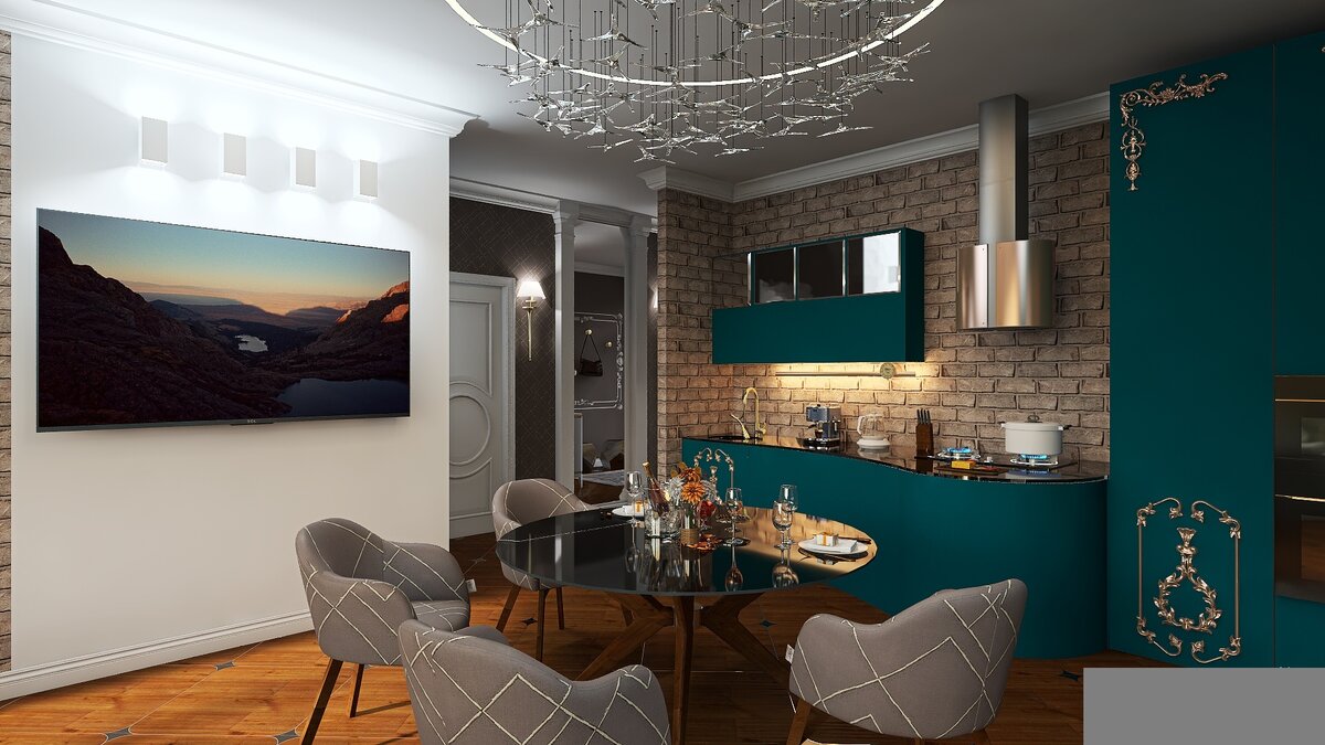 Кухня с яркими акцентами. Для тех, кому нужен контраст.