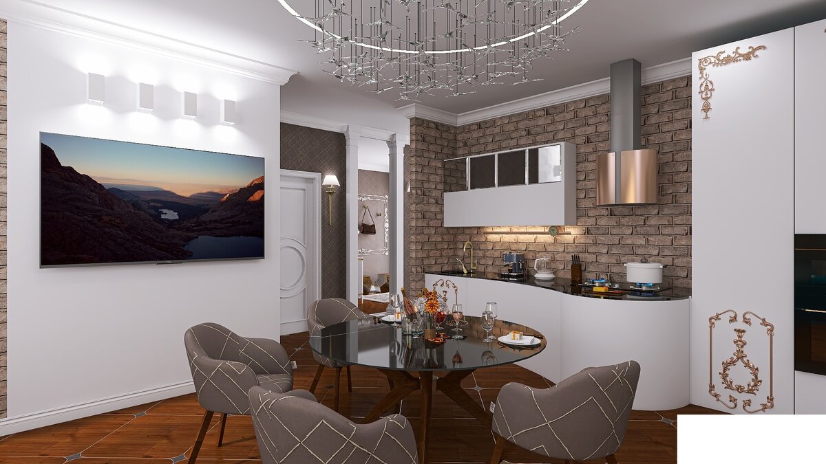 Белая кухня всегда нарядна.