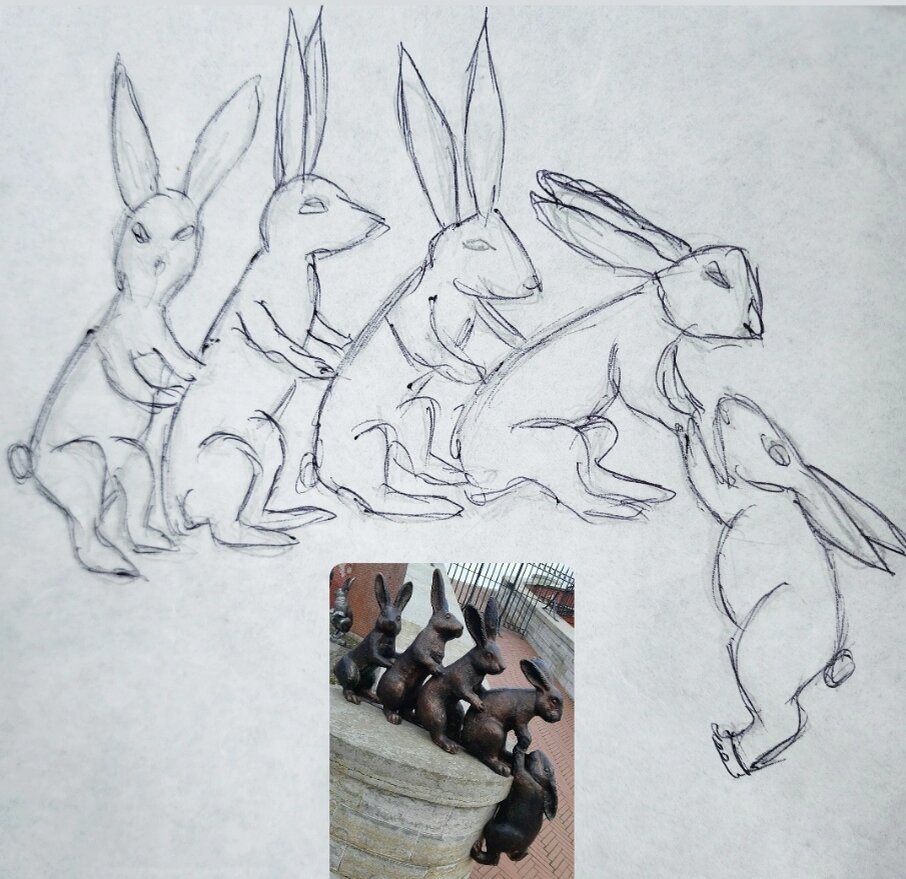 Эскиз зайцев.