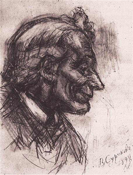 Рисунок головы А.Суворова. В.Суриков