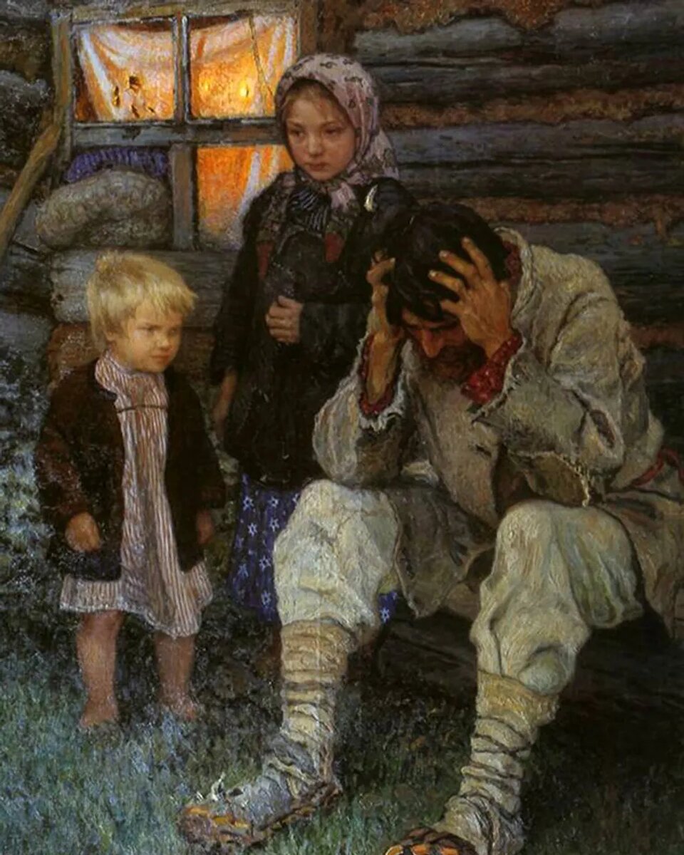 НИКОЛАЙ БОГДАНОВ-БЕЛЬСКИЙ. ГОРЕ (ФРАГМЕНТ). 1909. СУМСКОЙ ОБЛАСТНОЙ ХУДОЖЕСТВЕННЫЙ МУЗЕЙ ИМ. Н.Х. ОНАЦКОГО, СУМЫ, УКРАИНА