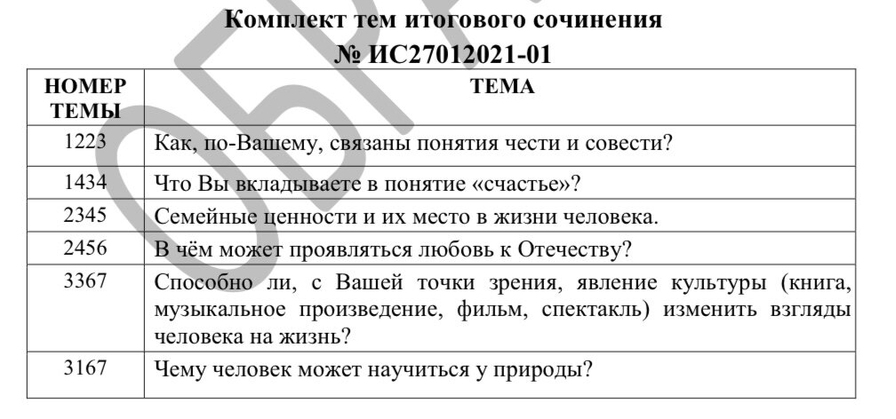 Итоговое сочинение по русскому языку 11 класс план