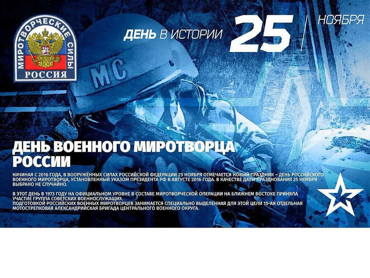 С 25 ноября по 1 декабря. 25 день российского военного миротворца. 25 ноября день миротворца. международный день миротворцев. день миротворческих сил россии.