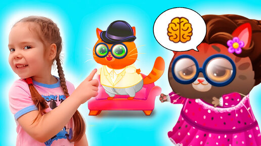 Настя и котик Bubbu играют в игре | Настя снова позвала няню для Бубу