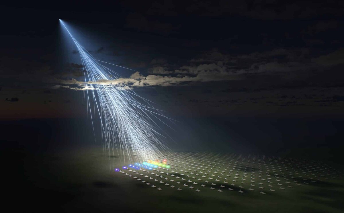 Рисунок космического луча, долетевшего до Telescope Array.