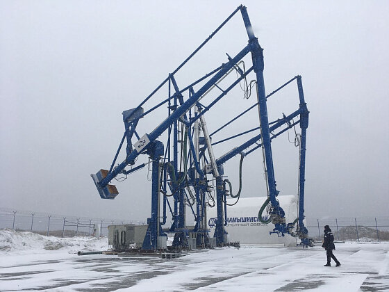 В Камышине изготовили и испытали автоматизированный стендер для перевалки жидкого аммиака в танкеры / Фото: Администрация Волгоградской области  📷
