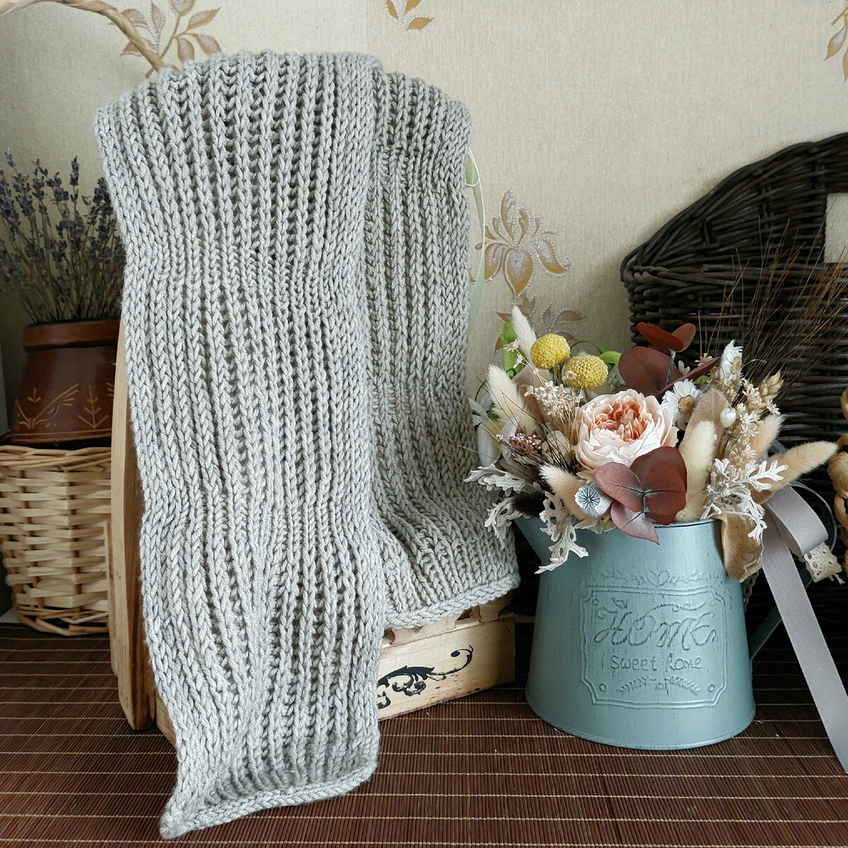 Шарфик спицами.