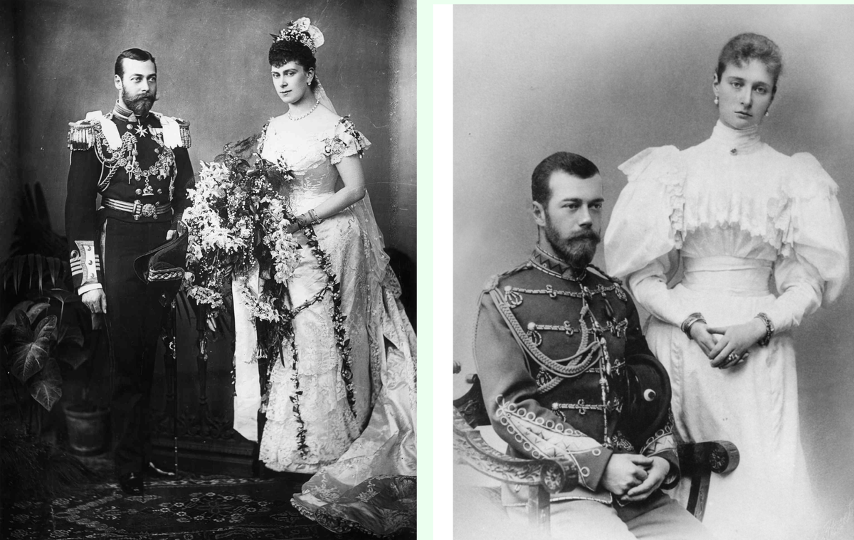 Свадебные фотографии монархов Георга V и Николая II