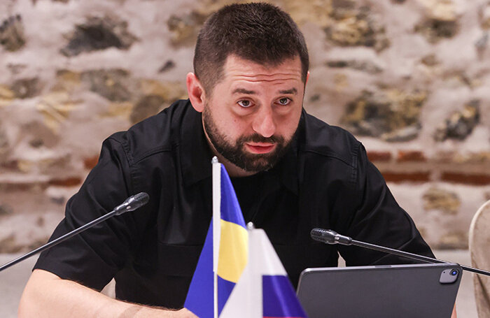    Лидер фракции «Слуга народа» в Верховной раде Давид Арахамия во время российско-украинских переговоров. Турция, март 2022 года. Сергей Карпухин/ТАСС