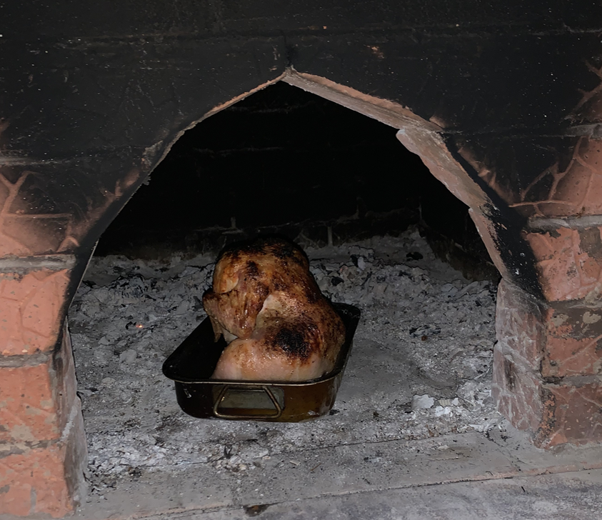 Курица на банке в русской печи