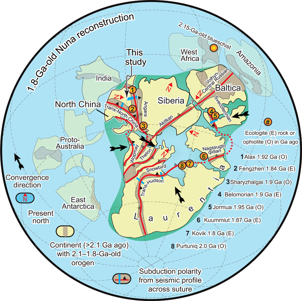                                Реконструкция суперконтинента Нуна 