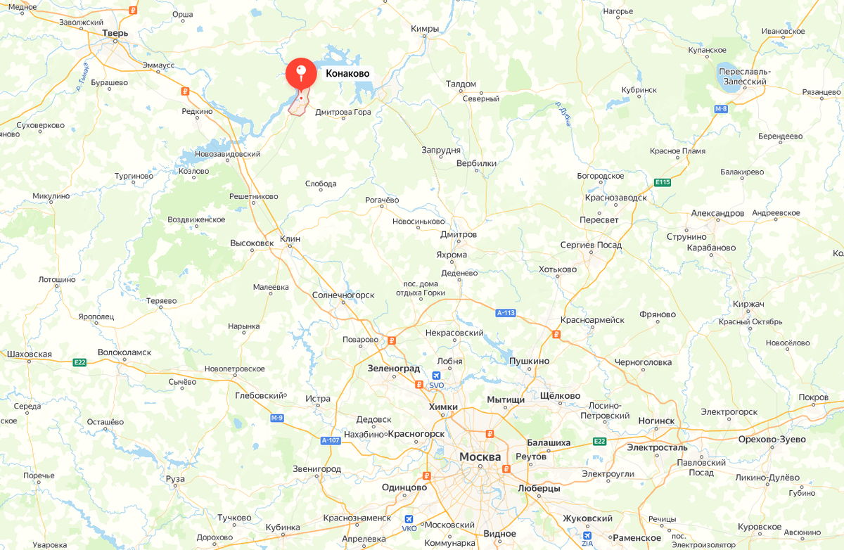 Расположение города Конаково на карте