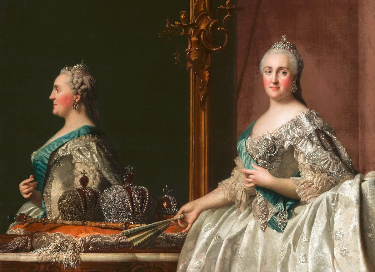 фрагмент картины Вигилиуса Эриксена "Екатерина II перед зеркалом" (между 1762 и 1764 годами)