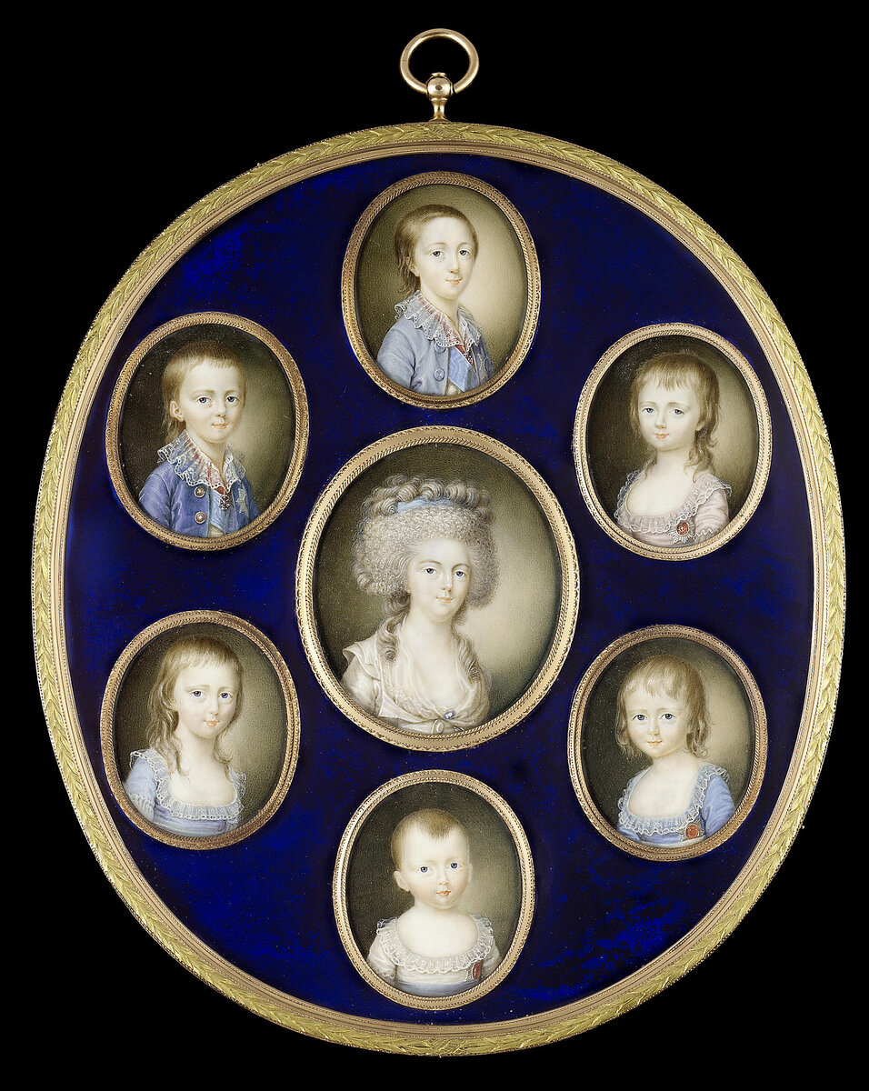 The Empress Maria Feodorovna and her six eldest children, Alexander, Constantine, Alexandra, Helena, Marie and Catherine
