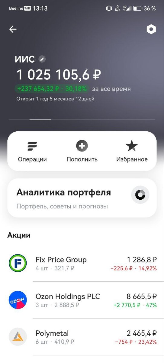 Скриншот из приложения Тинькофф-инвестиции