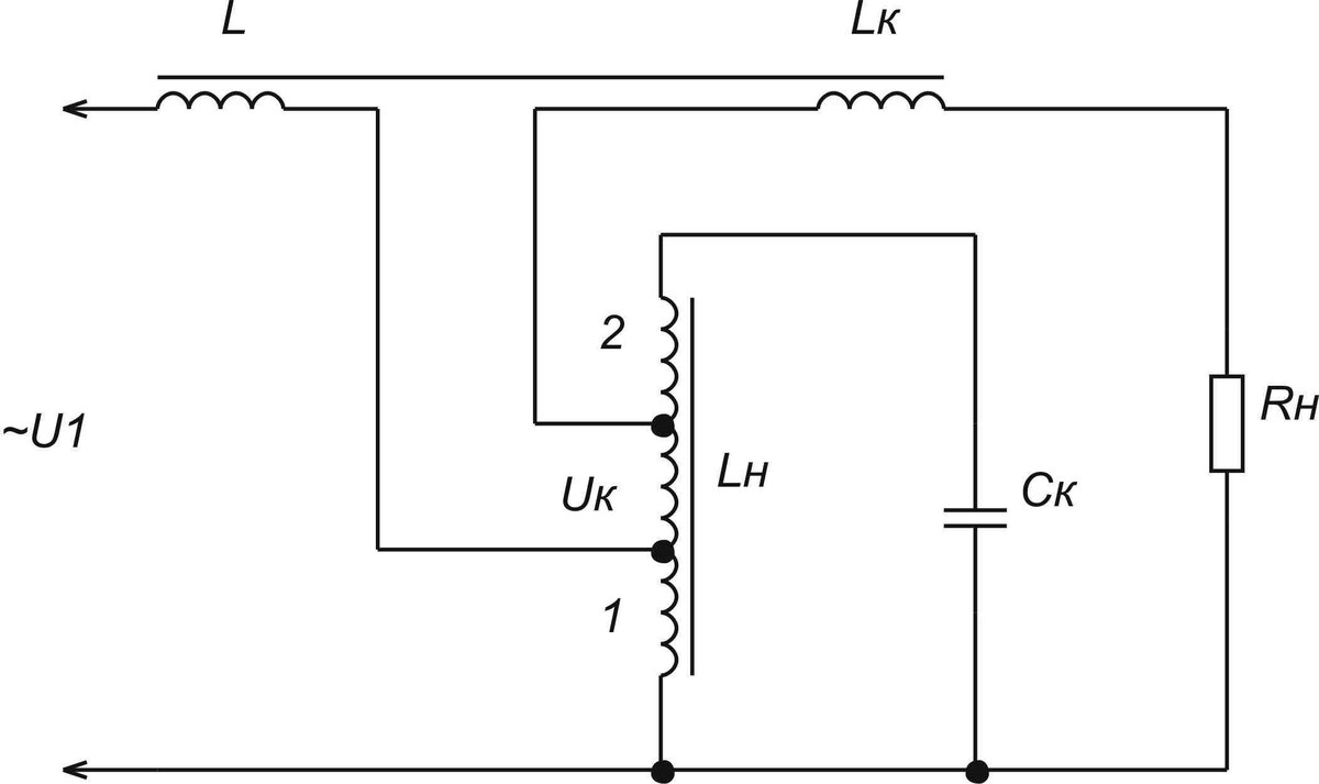 Схема феррорезонансного стабилизатора напряжения