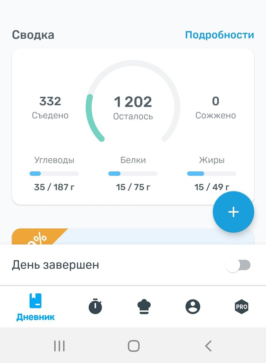 Приложение для подсчета калорий