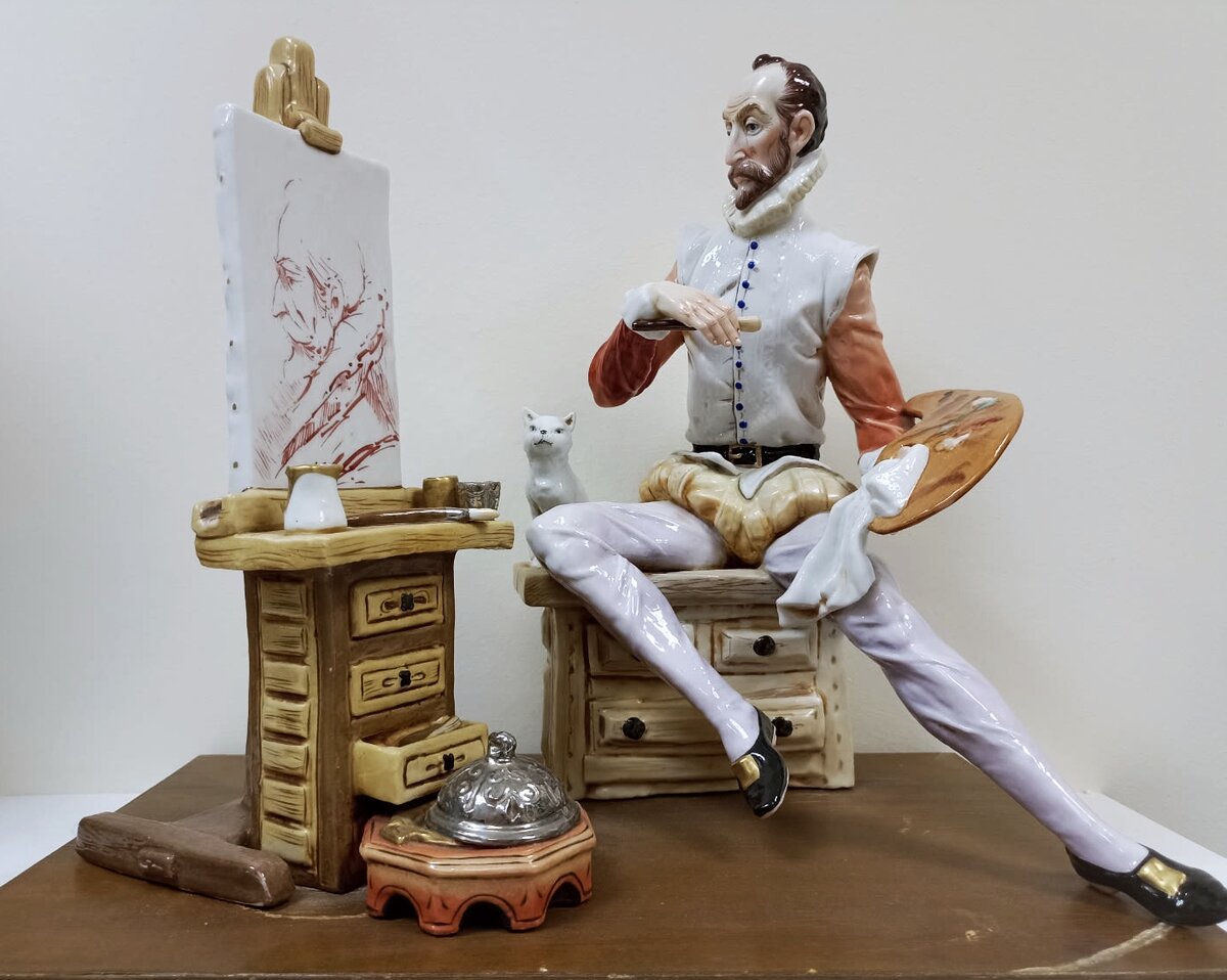 Скульптура "Автопортрет", авторская работа Лопеса Морено (Lopes Morena), испанская мануфактура P.A.E.S.A., Испания 20 век. ru.bidspirit.com/