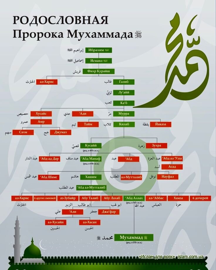 Дети пророка мухаммада саллаллаху. Семейное Древо пророка Мухаммеда. Родословие пророка Мухаммеда. Родословная Мухаммеда. Древо от Адама до Мухаммада.