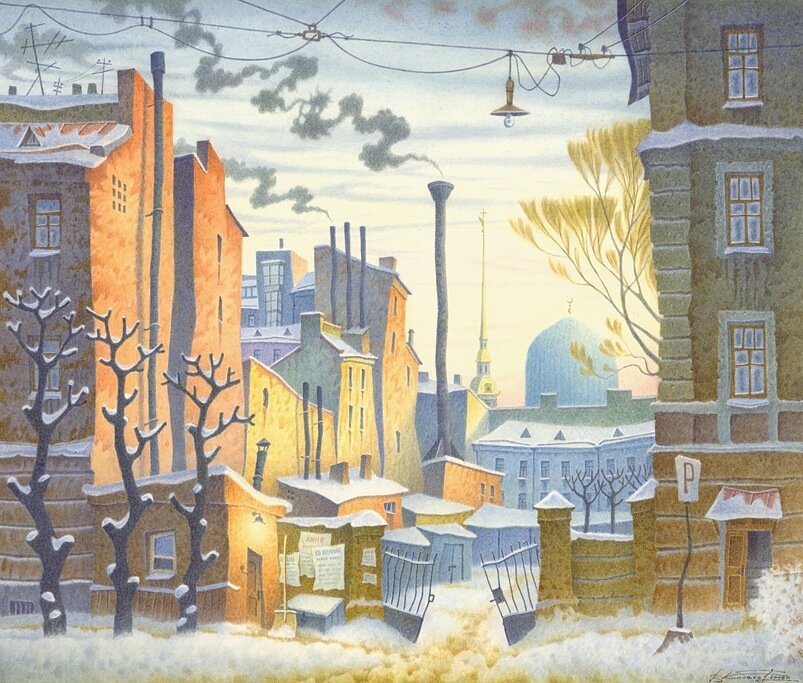 "Петроградская сторона". Акварель Владимира Колбасова