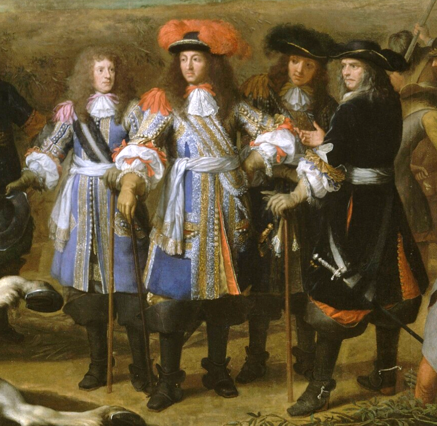 Маршал Тюренн - справа, в чёрном жюстокоре. Изображение из открытых источников.