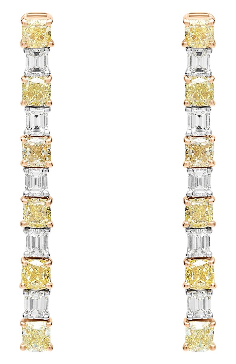 Серьги Mercury Classic из белого и желтого золота с прозрачными и желтыми бриллиантами