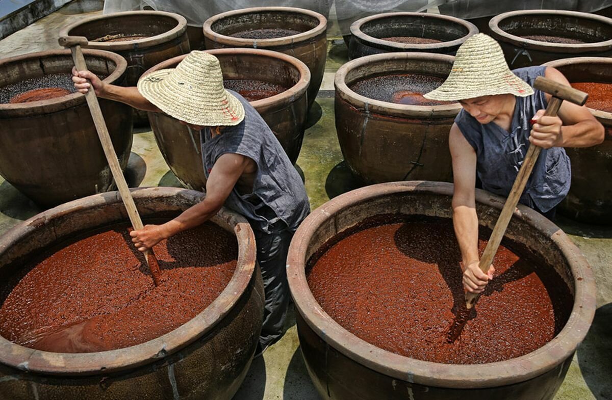 Как делают соевый соус в китае. Соевый соус с желтой крышкой. Китайцы северное молоко. Соевый соус азия. Ферментация соевых.