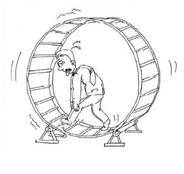 Знаете, бывает такое выражение...  "Как белка в колесе"                                                                                       
Это состояние может возникать тогда, когда реально навалилось много проблем. Но это состояние временное. Чаще же всего, мы загоняем себя в это состояние бессознательно. Спорт, работа, учеба, друзья, семья... Здесь у каждого свой любимый набор «отмазок»)                                   У меня были работа 24/7 и спорт 6 раз в неделю. Главное в таком состоянии: не оставить себе свободного времени, чтобы не было ни сил, ни возможностей остановиться и подумать. 
Почему?                                                                                    Здесь варианты у всех разные.                                Один из вариантов — при наличии свободного времени возникает очень много вопросов в себе. И ответы на эти вопросы не всегда приятные. 
У меня был такой период. С одной стороны, отсутствие свободного времени позволяло мне не замечать, что я существую, а не живу. С другой стороны именно отсутствие свободного времени и мешало мне увидеть то, на что реально похожа моя жизнь. Замкнутый круг. Белка в колесе. Жить без мыслей о своей жизни гораздо проще и легче. Не очень приятно это осознавать, а тем более рассказывать об этом другим. 
Многих из нас научили делать вид, что все хорошо и я не исключение. Со стороны я чаще   всего выглядела успешной, веселой и беззаботной. При всем этом ко мне было страшно подойти, т.к у меня был профессиональный «взгляд-стена» или «взгляд убийцы»)  Но это была маска, которая за много лет просто приросла ко мне. Внутри все это время была маленькая девочка, которая хотела всем нравиться, но не верила, что это возможно. Я усиленно делала вид, что мне никто не нужен. В какой-то момент, слава богу, я поняла, что так больше продолжаться не может.
Я хочу быть, а не казаться!
Сначала я научилась замедляться, останавливаться и задавать себе вопросы. Потом я училась честно отвечать себе на эти вопросы. Дальше пришлось научиться принимать решения, которые бы меняли мою жизнь и делали ее интересной и такой, какой я хочу ее видеть. Это был долгий процесс. Мне было очень страшно. Первое время приходилось бороться и с собой и с окружающими. Всем, и мне в том числе, хотелось вернуть все в «так, как было». Какая-то часть меня постоянно говорила мне: куда ты лезешь? Кто ты такая? У тебя ничего не получится. Оставь все как есть. И мое любимое: «седина в бороду, бес в ребро???»
Все поменялось тогда, когда фраза: "Жизнь - хорошая штука, как ни крути!" стала для меня не фразой из рекламы, а моей реальной жизнью. Я поняла, что можно жить по другому, что можно быть счастливой. Моя жизнь очень сильно поменялась.
Наверное, это одна из причин, почему я пошла в психологию. Я знаю как помочь пройти этот путь. Я знаю, что каждый из нас может быть счастливым, если захочет. И я бы хотела, чтобы Вы об этом подумали. Не отмахнулись от этой мысли, а для начала хотя бы задержались на ней.
Я знаю, что я пишу банальные и заезженные фразы. Но для меня это не просто фразы. Это реальность, которая может у Вас быть. Не важно сколько Вам лет. Жить нужно и важно в любом возрасте. Прекратите бегать по кругу.  
И извините за мой французский: жизнь одна и нужно как-то постараться ее не просрать. 
Вообще, я хотела написать о другом)
В пятницу я разговаривала со своим терапевтом и поняла, что не успеваю прожить все то хорошее, что происходит со мной сейчас. Оказывается, что можно не замечать и хорошее, если этого много. Получилась такая «белка в колесе» положительных одинаковых эмоций.
Я решила, что я внесу в свою жизнь размеренность и разнообразие. Буду чередовать удовольствие, чтобы успевать его прочувствовать.
В пятницу я с чистой совестью я прогуляла свои любимые лекции. Была в ДКЖ на антрепризе. 2 часа смеха и удовольствия позволили мне перезагрузить мой мозг и еще раз понять, что «Жизнь- хорошая штука, как ни крути!»
Это я к чему: иногда нужно получать удовольствие дозированно, чтобы оно тебя не затопило)