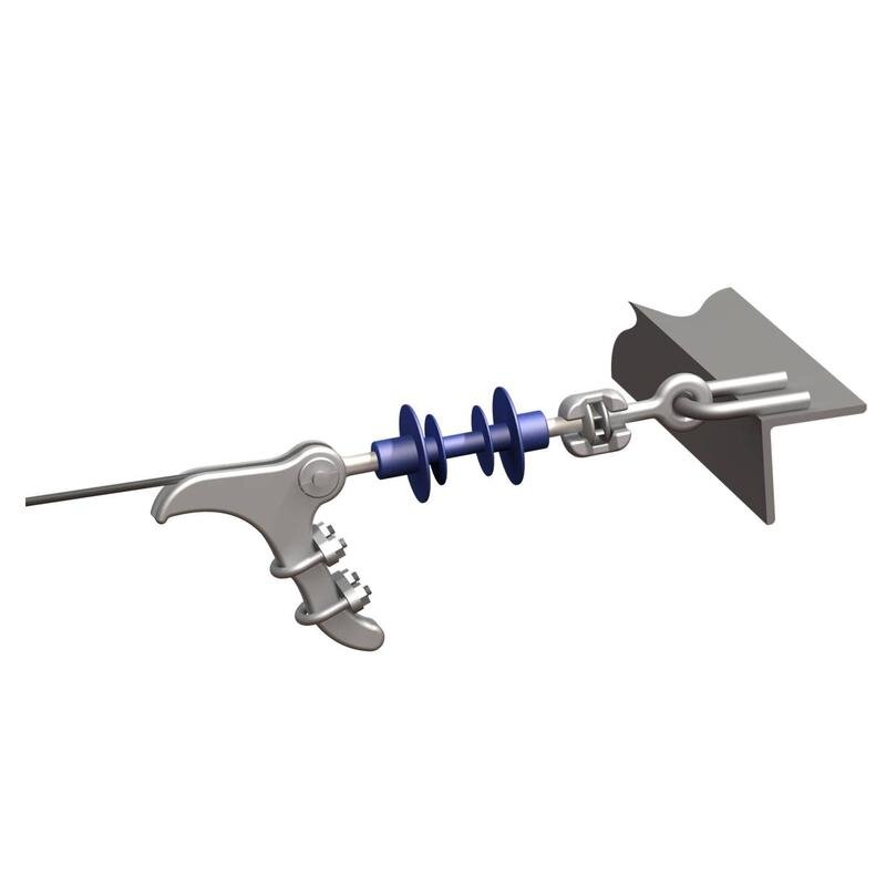 Подвеска натяжная изолирующая на изоляторе ЛК-70/10-СП для крепления алюминиевых, сталеалюминиевых неизолированных проводов и проводов СИП-3 к анкерным, анкерно-угловым и концевым опорам в сетях 6-10 кВ.