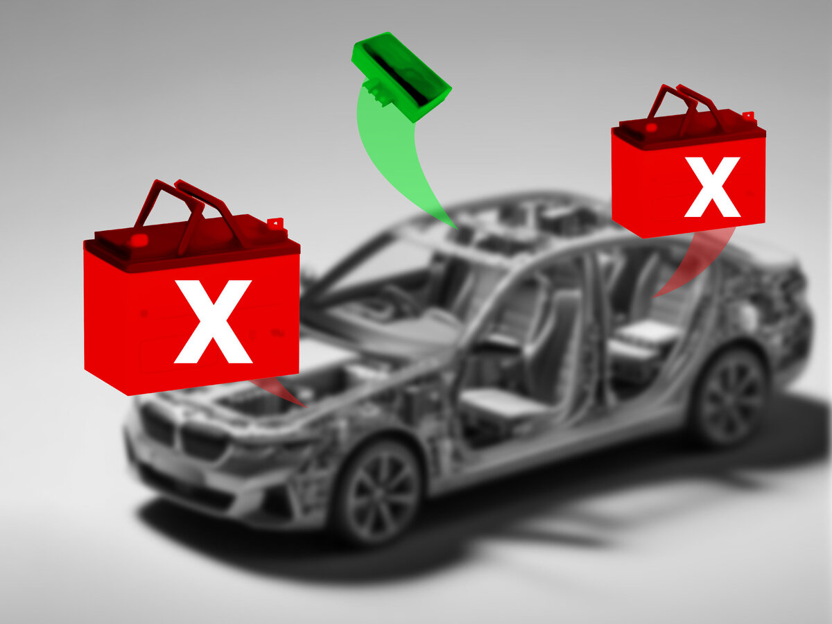 На некоторых автомобилях BMW установлены две аккумуляторные батареи, но несмотря на это, питание блока телематики осуществляется от резервного независимого источника — от аварийного аккумулятора.
