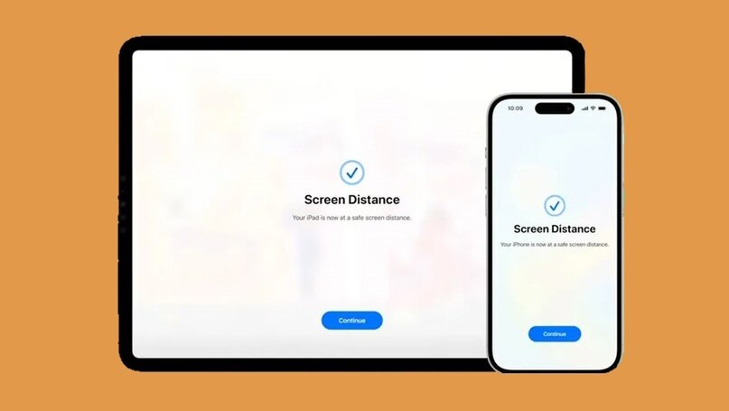 Пример функции «Расстояние до экрана» на iPhone и iPad.